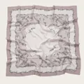 Floral print square scarf with delicate wavy laser-cut edges and soft rose pink border - 110X110CM / Dusty Rose Mesh Floral (Bo110cm-15#)