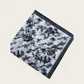 Vintage floral and bird print square silk scarf with striped border design for women - 58cm / Beige Vintage Floral Bird