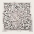 Elegant floral print square hijab with delicate petal patterns and soft draped voile fabric - 110X110CM / Beige-Grey Ditsy Floral (Bo110cm-23#)