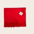 Sciarpa premium in 100% lana australiana rosso vivace con eleganti frange sui bordi - Rosso