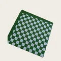 Green and white checkerboard geometric print square silk scarf for women stylish - 58cm / Green and White Checkerboard (58CM-11#)