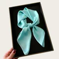 Elegant turquoise silk square scarf for women presented in a premium black gift box - 68cm / Sky Blue