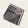 Elegant minimalist square silk scarf with geometric pink and black print pattern - 58cm / Pink and Black Geometric Lines (58CM-17#)