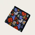 Elegant black square silk-like scarf featuring vibrant multi-color floral prints for women - 58cm / Black Base with Painted Floral (58CM-18#)