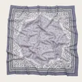 Lavender floral printed square scarf with wavy scalloped edges in Bali yarn. - 110X110CM / Light Purple Vine Floral (Bo110cm-18#)