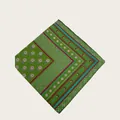 Elegant green silk scarf featuring delicate floral and geometric pattern print designs - 58cm / Grass Green Geometric Floral (58CM-32#)