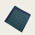 Elegant teal silk scarf with white tennis racket pattern and striped border design - 58cm / Dark Green Tennis Racket Pattern (58CM-34#)
