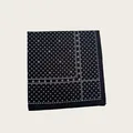 Square navy blue silk scarf featuring a white geometric polka dot and cross print - 58cm / Dark Blue Polka Dot (58CM-36#)