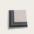 Elegant off-white square silk scarf with intricate black geometric paisley print border - 58cm / Milk White Paisley Border (58CM-37#)