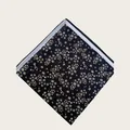 Navy blue square silk scarf featuring a delicate white and yellow daisy floral print - 58cm / Dark Blue Daisy (58CM-39#)
