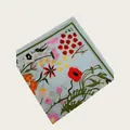 Elegant light blue silk scarf with colorful floral print and green geometric border - 58cm / Light Blue Multicolored Floral (58CM-40#)