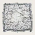 Elegant square floral print hijab with wavy scalloped edges made of soft balinese yarn. - 110X110CM / Light Purple & Cream Floral (Bo110cm-32#)