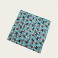 Elegant light blue checkered silk scarf featuring vibrant orange fruit and leaf prints - 58cm / Blue White Plaid Citrus Fruit (58CM-43#)