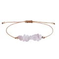Pulsera bohemia hecha a mano de cordón encerado con chips de cuarzo rosa natural para - Cuarzo rosa