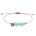 Pulsera bohemia de cordón de cera trenzada con piedras naturales azul claro - Amazonita