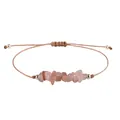 Handmade Bohemian style woven wax cord bracelet with irregular natural peach moonstone chips - Sunstone