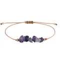 Handmade bohemian braided wax cord bracelet with irregular purple amethyst stones - Colorful Fluorite