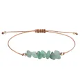 Bohemian handmade bracelet with irregular green stone chips and adjustable waxed cord. - Green Aventurine