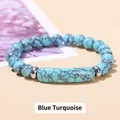 Blue turquoise beaded bracelet featuring a long rectangular central stone bead and metal spacers - 8mm Beads 10*39mm Tube / Blue Turquoise