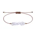 Bohemian handmade braided brown wax thread bracelet with irregular white natural stones - White Jade