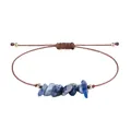 Handmade Bohemian style woven wax cord bracelet featuring irregular blue natural stones - Blue Sodalite