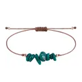 Bohemian woven cord bracelet with irregular green stones and adjustable strap - Malachite