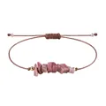 Handmade Bohemian woven wax thread bracelet with irregular pink natural crushed stones - Rhodonite