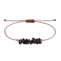 Bohemian style braided wax cord bracelet with irregular deep red gemstone chips - Garnet