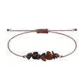 Bohemian handmade woven wax cord bracelet featuring irregular polished tiger eye stone chips - Tiger's Eye