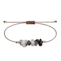 Handmade Bohemian braided wax cord bracelet featuring irregular natural stones and gold beads - Flash Stone (Labradorite)
