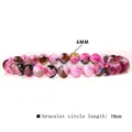 6mm pink and black patterned stone beaded bracelet with 19cm circle length for men and women - Rose Red Fire Agate