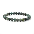 Professional photo of a 6mm natural green moss agate stone beaded bracelet for unisex - Moss Agate