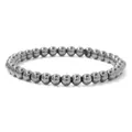 Unisex 6mm metallic grey stone beaded bracelet featuring a glossy finish for daily wear. - Hematite