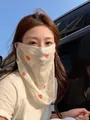 Masque de protection solaire en soie glacée à pois orange pour le cyclisme en été - Taille unique / Style à Pois / Tournesol