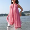 Elegant long pink lightweight sun protection shawl scarf for summer fashion wear - Long (140-180cm) / Dusty Pink