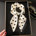 Elegant white silk scarf with black polka dots presented in a premium display box - Small Polka Dot 70cm Scarf / White