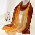 Elegant gradient georgette scarf in brown and orange tones for women - Orange & Coffee Gradient / 160cm