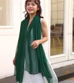 Lightweight long dark green sun protection shawl scarf for women SKU display - Long (140-180cm) / Dark Green