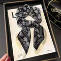 Elegant black and white paisley silk scarf for professional neckwear styling - Paisley Dot 70 Square Scarf / Black