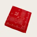 Classic red paisley printed cotton bandana scarf for women, vintage style fashion accessory - 58cm / Red Paisley (58CM-28#)