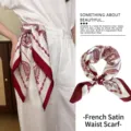 Vintage paisley satin silk scarf in red and white for waist, head, or neck styling - 70cm / Red Paisley Style