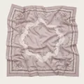 Elegant lavender square voile scarf with floral print and wavy scalloped edges - 110X110CM / Light Mauve Pink Vintage Floral (43#)