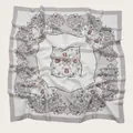 Elegant square floral print Bali yarn scarf with scalloped wavy edges for women. - 110X110CM / Light Purple Geometric Floral (44#)