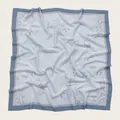 Elegant blue and white floral square scarf with delicate wavy cut edges for women. - 110X110CM / Light Blue with Navy Border Floral (46#)