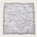 Elegant floral print square voile scarf hijab in soft lavender and white for women - 110X110CM / Cream & Light Mauve Floral (48#)