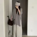 Elegante cardigan in maglia grigia da donna, scialle estivo sottile in stile coreano lazy - Top / 130x90cm / Grigio chiaro