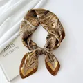Vintage paisley silk square scarf with earth-tone patterns for neck or bag styling - 70cm / Paisley Champagne