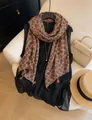 Bohemian orange floral cotton linen shawl with decorative tassels for summer sun protection - 180cm / Warm Brown Paisley
