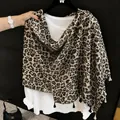 Leopard print lightweight chiffon scarf shawl with trendy tassel trim for summer - 180cm / Small Leopard Spot