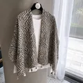 Lightweight zebra print shawl with tassel fringe, breathable cotton linen scarf - 180cm / Old Money Zebra